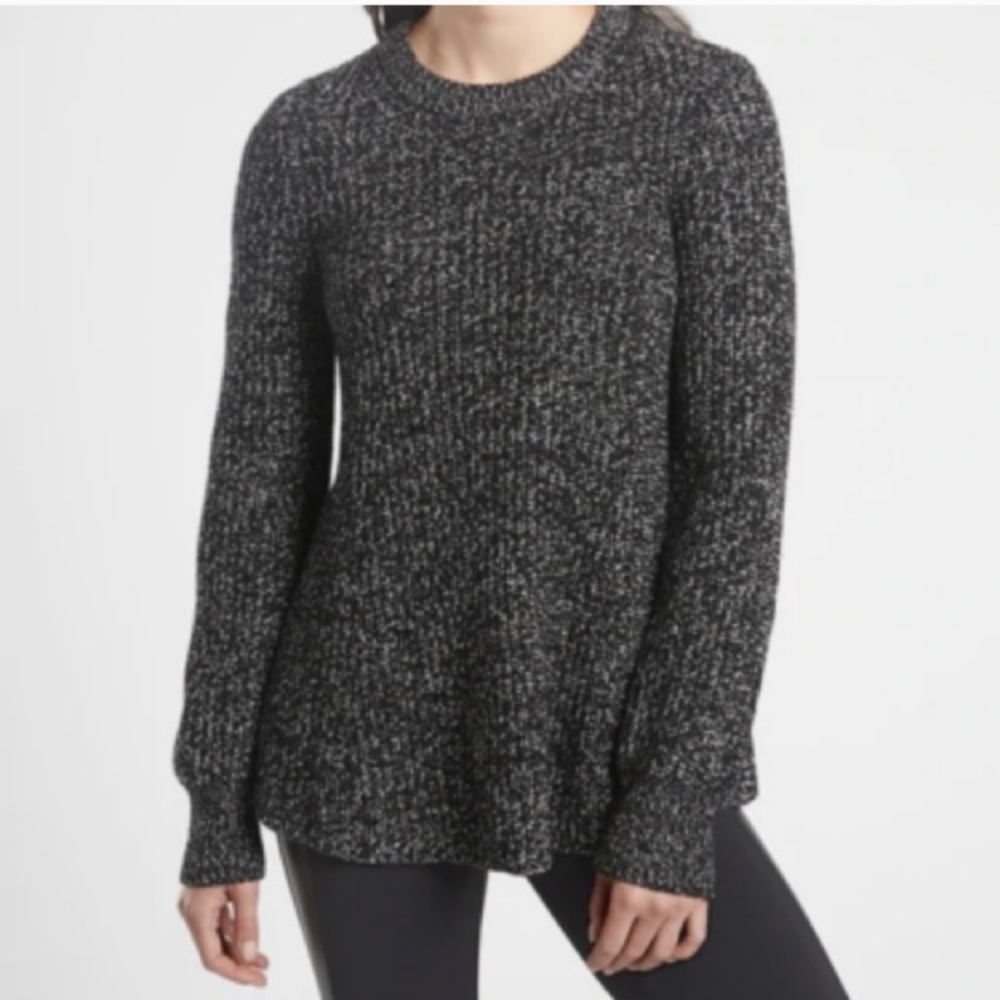ATHLETA Sierra Wool Blend‎ Crew Sweater Small Black Marl